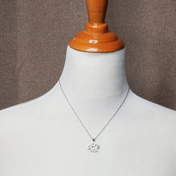 Elephant Zirconia Ruby Fine Silver Necklace - Picture 3 of 9